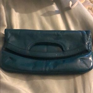 Nine West blue shiny clutch